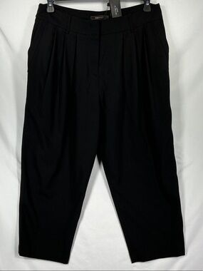 BCBGMaxAzria Jung Pleated Harem Trouser Black Wool Blend Trousers Size 10 NWT